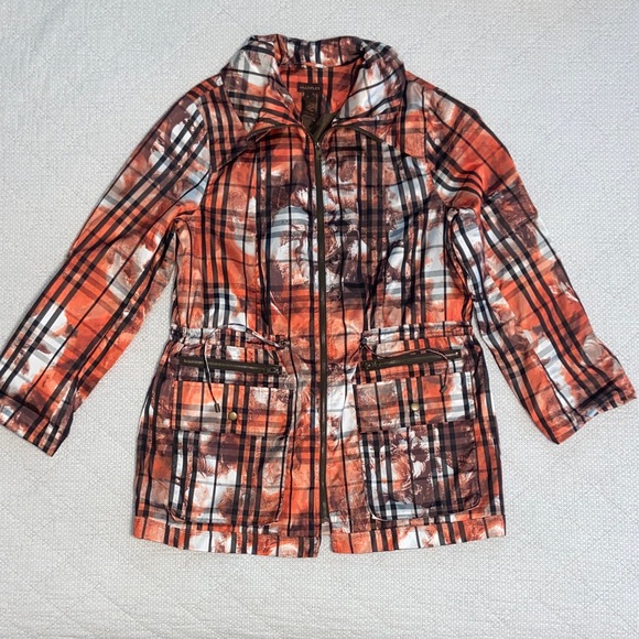 Multiples Jackets & Blazers - Stylish Orange Plaid women’s windbreaker Jacket